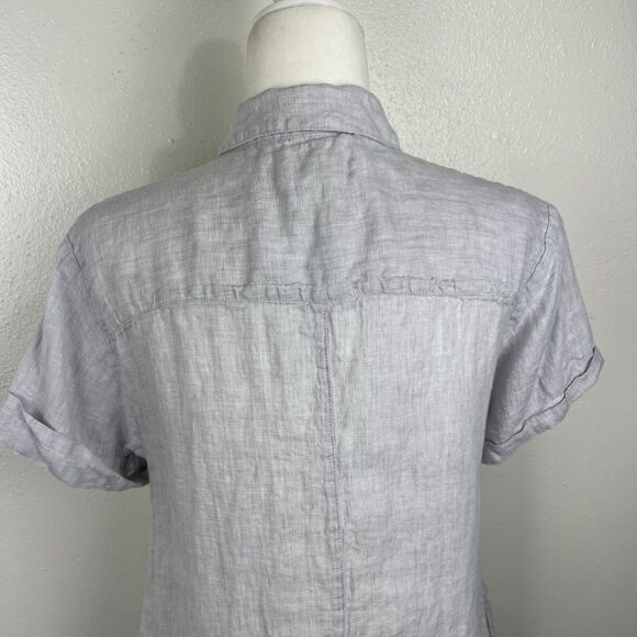 C&C California Linen Shirt Dress Women Small Short Sleeve Button Up Collared - Picture 13 of 14